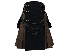 Men's New Hybrid Kilt Fashion Kilt Tactical Black & Brown Kilt With Chain Wedding Utility Kilts For Men Handmade