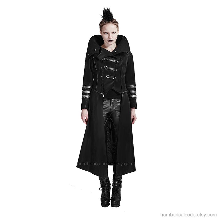 Steampunk Scorpion Velvet Jacket: Gothic Hooded Trench Coat