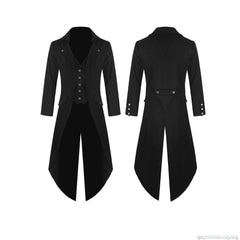 Men's Steampunk Tailcoat Jacket Gothic Victorian Coat VTG Cosplay Costume in 4 Colors