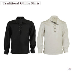 Men's Long Sleeve Ghillie Shirt Jacobite Traditional Scottish Kilt Shirt