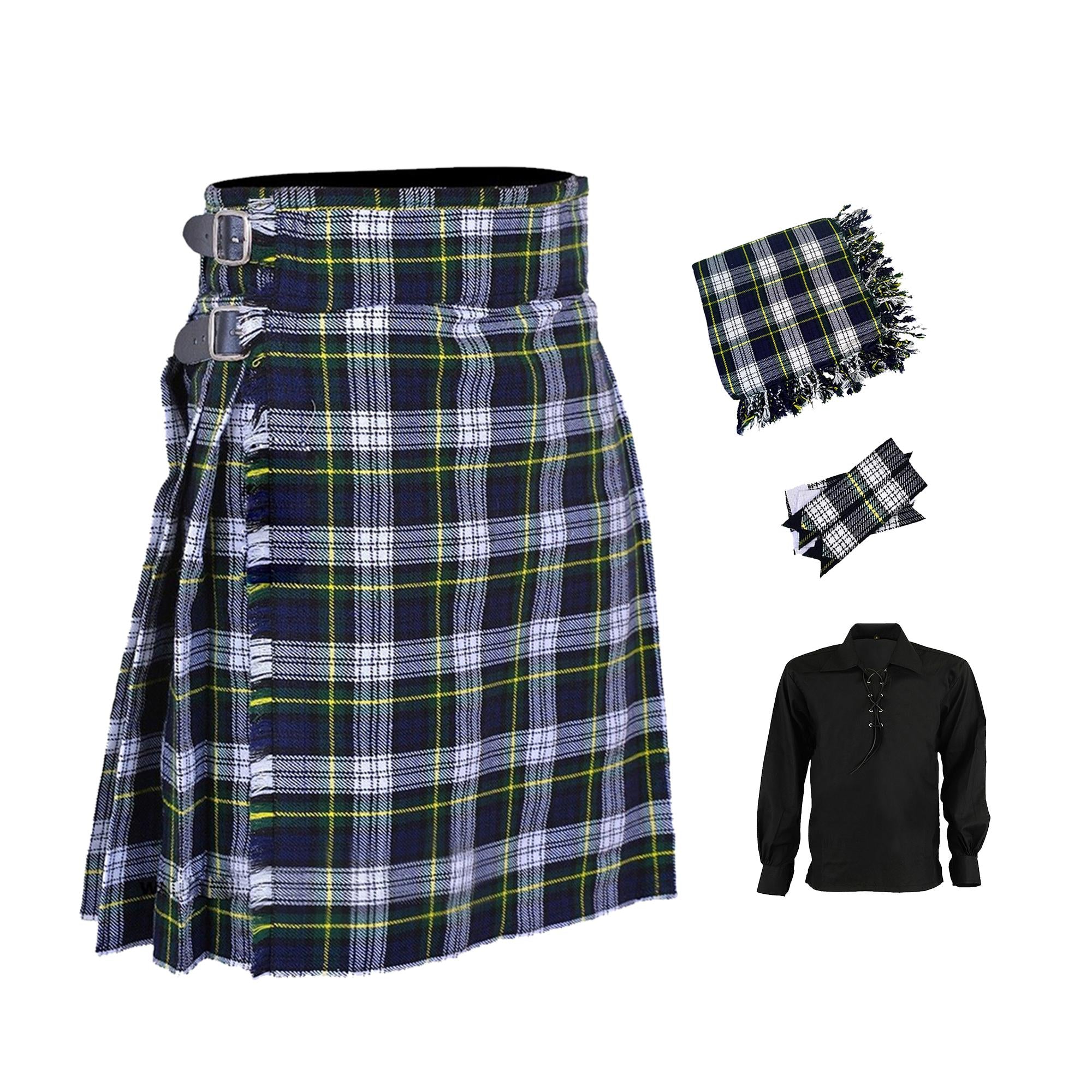 Scottish Traditional Highland Dress Gordon Tartan Kilt Outfit 4 Pieces