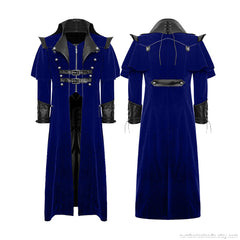 Men's Gothic Velvet Steampunk Coat: Military Regency Highwayman Jacket