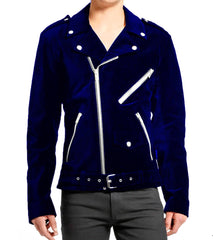 Men's Classic Motorbike Velvet Jacket Punk Fetish Retro Fashion Casual Zipper Jacket