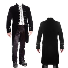 Men’s Velvet Frock Coat Gothic Victorian Jacket Steampunk Pirate Vampire Cosplay