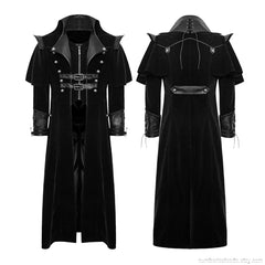 Men's Gothic Velvet Steampunk Coat: Military Regency Highwayman Jacket