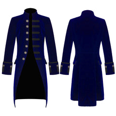 Men’s Velvet Frock Coat Gothic Victorian Jacket Steampunk Pirate Vampire Cosplay
