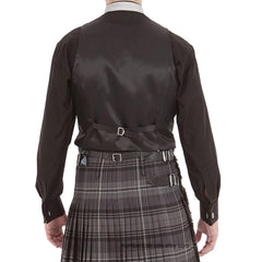Men’s Wool Scottish Highland Braemar Argyle Kilt Jacket with Waistcoat - Grey Black
