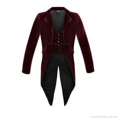 Men's Regency Steampunk Tailcoat Velvet Jacket Gothic Victorian Cosplay Costume Wedding Coat