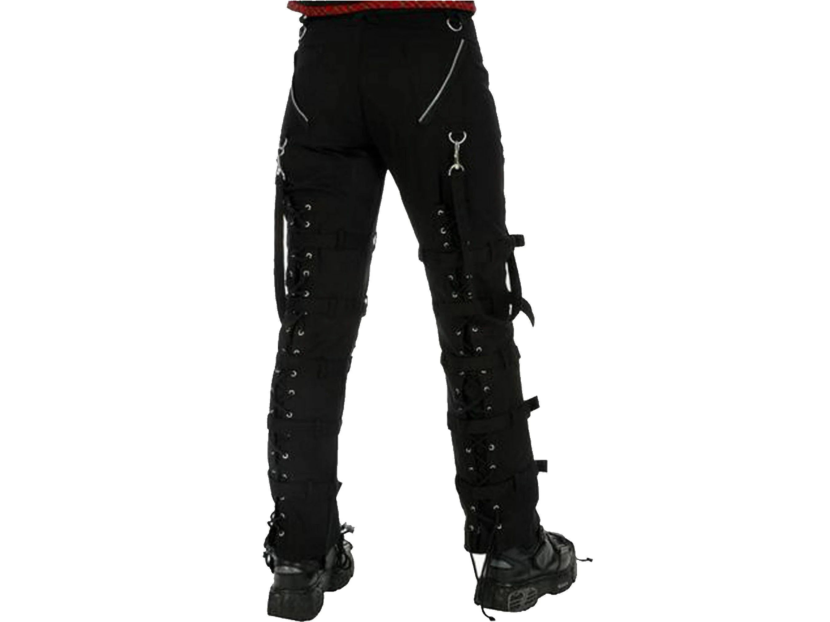 Men Gothic Black Buckles Zips Straps Trouser Goth Punk Cyber Pants