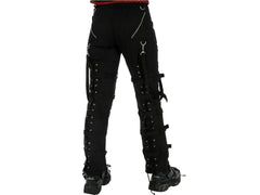 Men Gothic Black Buckles Zips Straps Trouser Goth Punk Cyber Pants