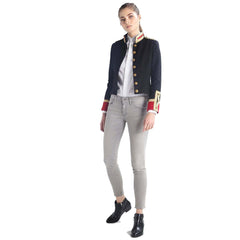 Ladies Black and Red Wool Military Commander Officer Hussar Gothic Blazer Banned Admiral Army Jacket