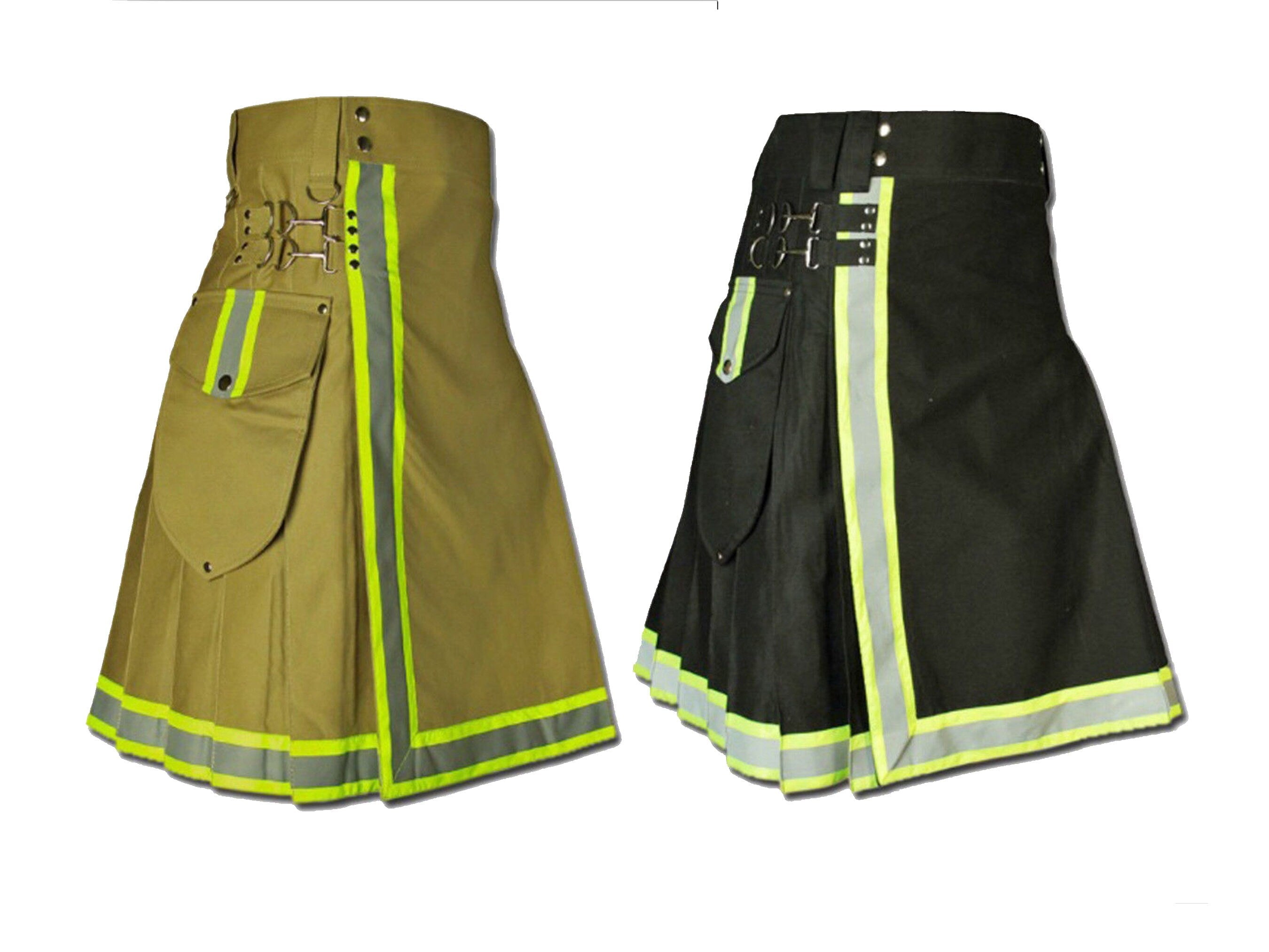 Men's Modern Active Scottish Utility Fireman Kilt Handmade Tactical Firefighter Skirt Kilt