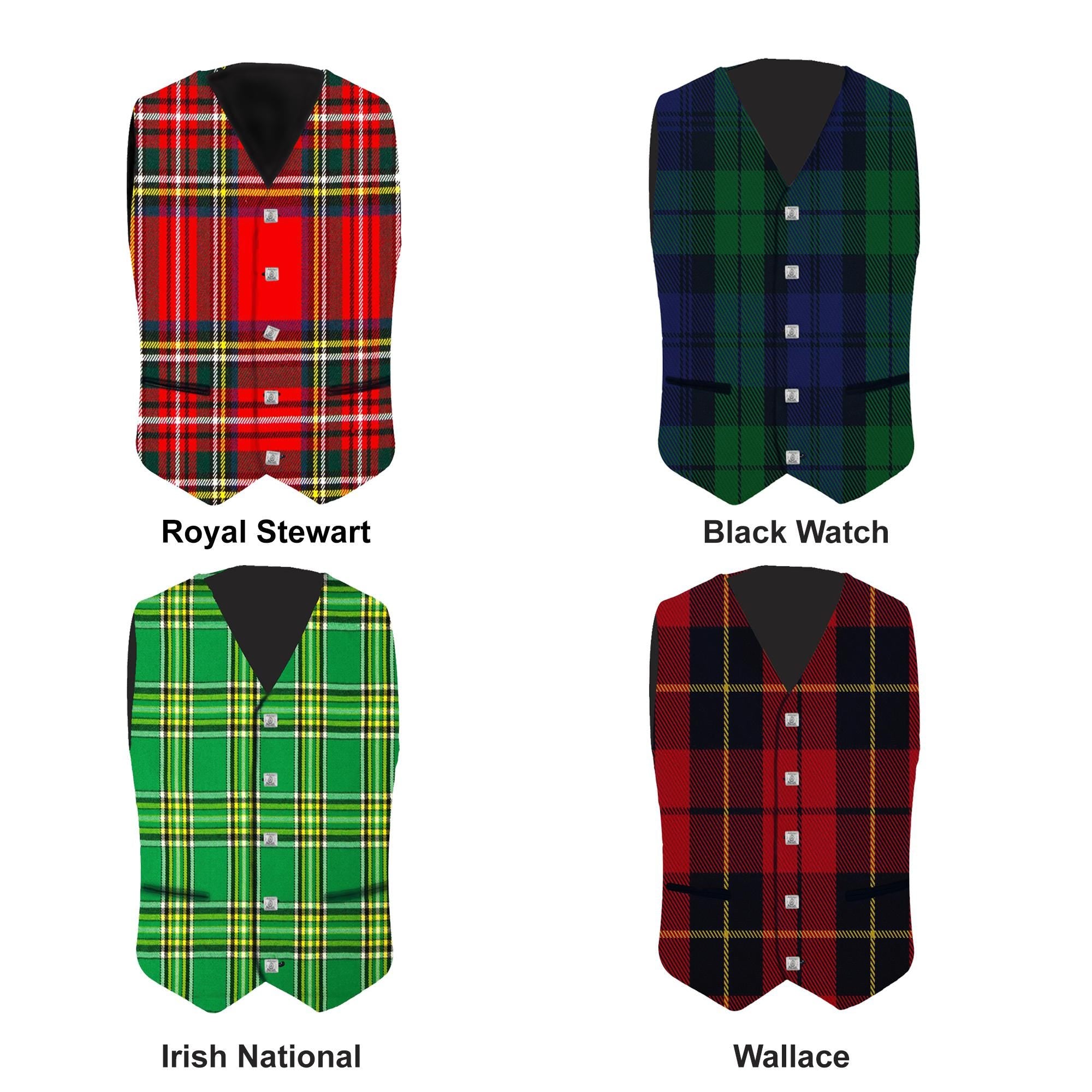 Men's Scottish Formal Tartan Waistcoats-Vest 4 Plaids