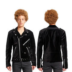 Men's Classic Motorbike Velvet Jacket Punk Fetish Retro Fashion Casual Zipper Jacket