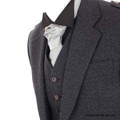 Men’s Wool Scottish Highland Braemar Argyle Kilt Jacket with Waistcoat - Grey Black