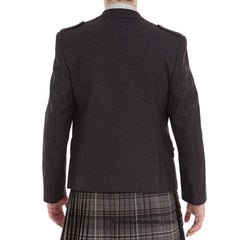 Men’s Wool Scottish Highland Braemar Argyle Kilt Jacket with Waistcoat - Grey Black