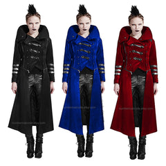 Steampunk Scorpion Velvet Jacket: Gothic Hooded Trench Coat
