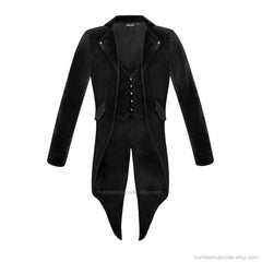 Regency Men's Black Velvet Steampunk Tailcoat Jacket Gothic Victorian Coat