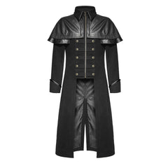 Men's Black Long Coat Gothic Highwayman Steampunk VTG Military Jacket