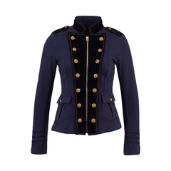 Women's Red & Blue Wool Military Jacket Army Commander Officer Band Trench Steampunk