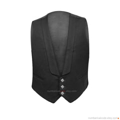 Men's Scottish Black Wool Traditional Prince Charlie Waistcoat