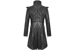 Men's Handmade Pirate Steampunk Jacket Black Goth Punk Faux Leather Military Coat