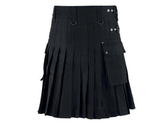 Men Black Active Modern Adjustable Leather Straps Heavy Duty Utility Kilt
