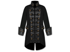 Men's Goth Steampunk Copper Button Military Pirate Costume Jacket