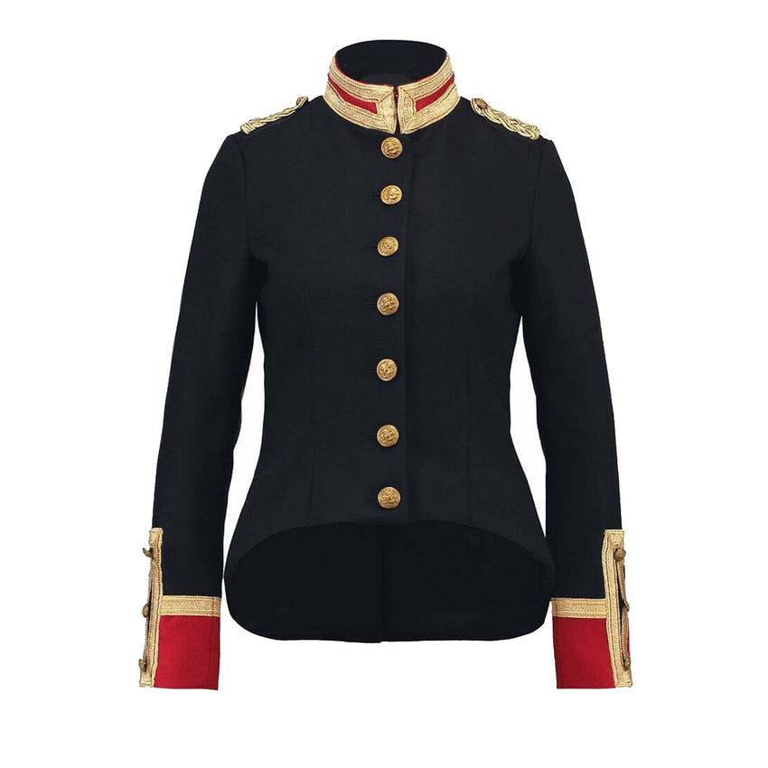 Ladies Black and Red Wool Military Commander Officer Hussar Gothic Blazer Banned Admiral Army Jacket