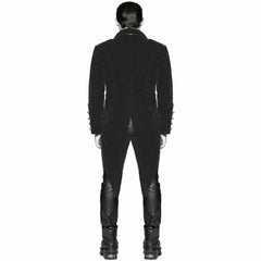 Men's Tailcoat Jacket Black Velvet Gothic Steampunk Vampire Swallowtail Costume