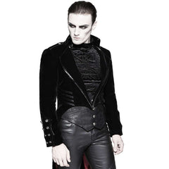 Men's Tailcoat Jacket Black Velvet Gothic Steampunk Vampire Swallowtail Costume