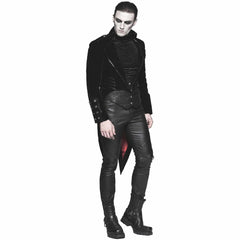 Men's Tailcoat Jacket Black Velvet Gothic Steampunk Vampire Swallowtail Costume