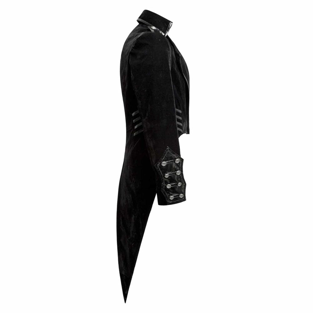 Men's Tailcoat Jacket Black Velvet Gothic Steampunk Vampire Swallowtail Costume